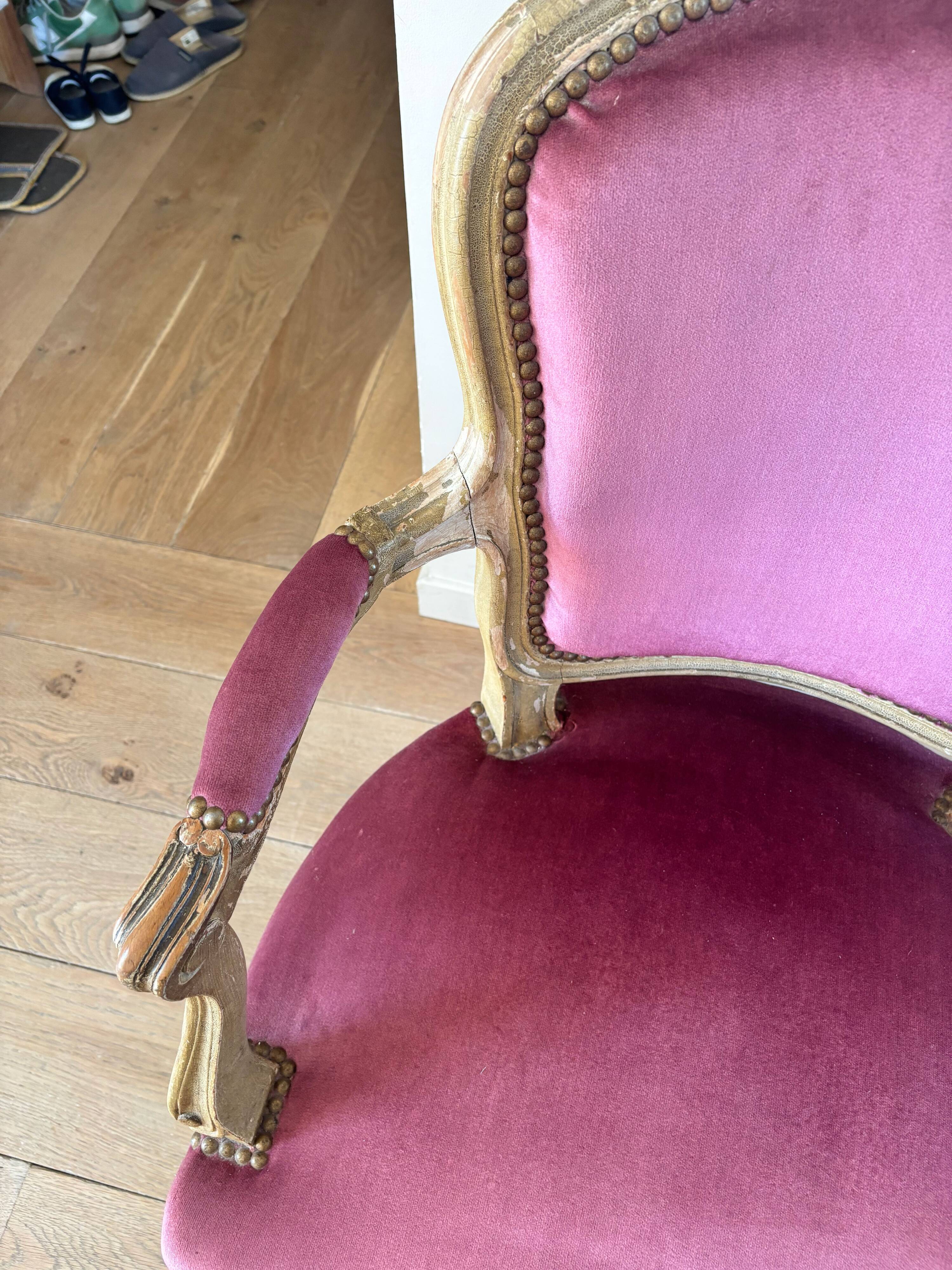 Pair of Louis XV style cabriolet armchairs
