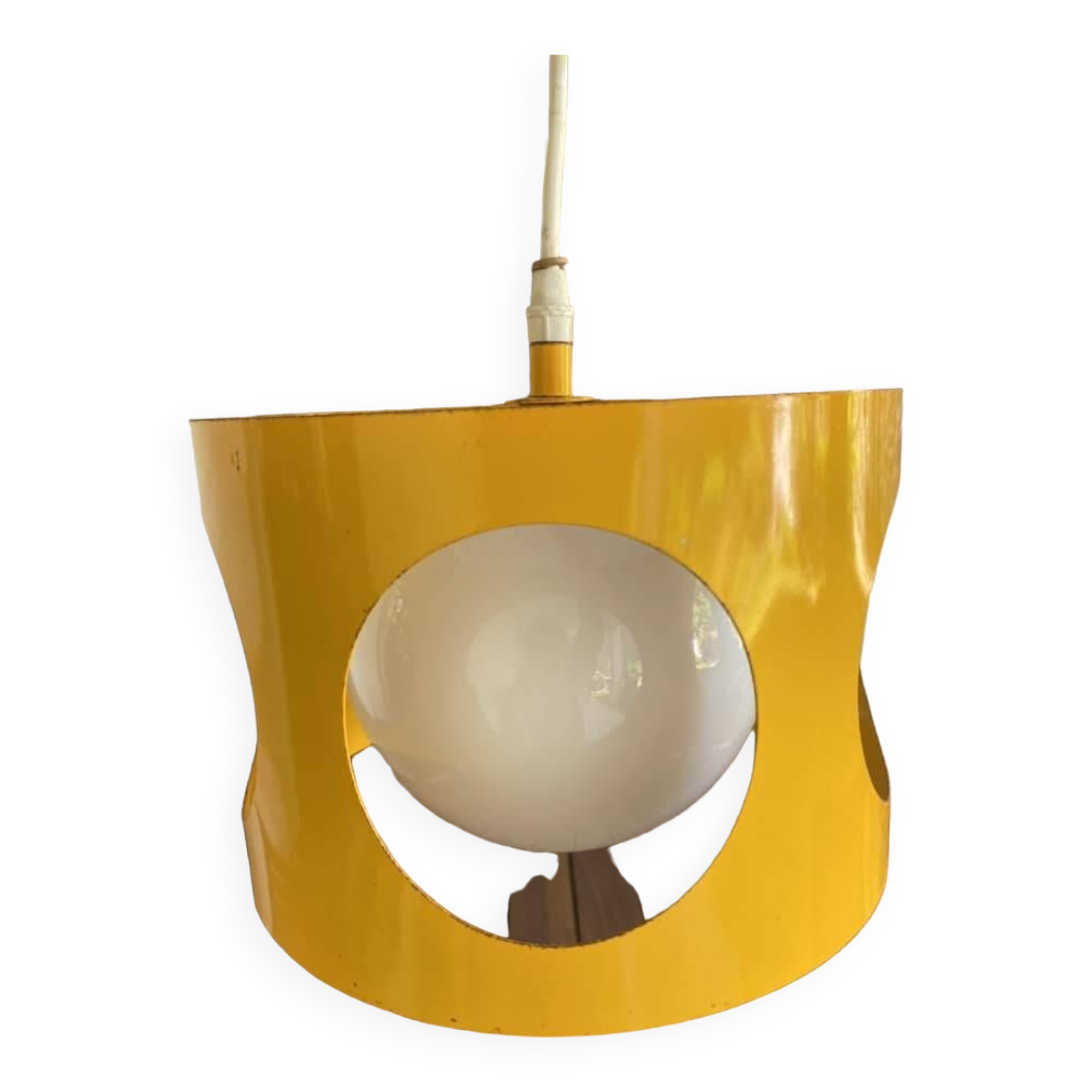 Suspension in orange-yellow metal by Pierre Disderot (1920-1991)