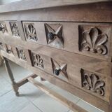 Antique Spanish hand-carved console table