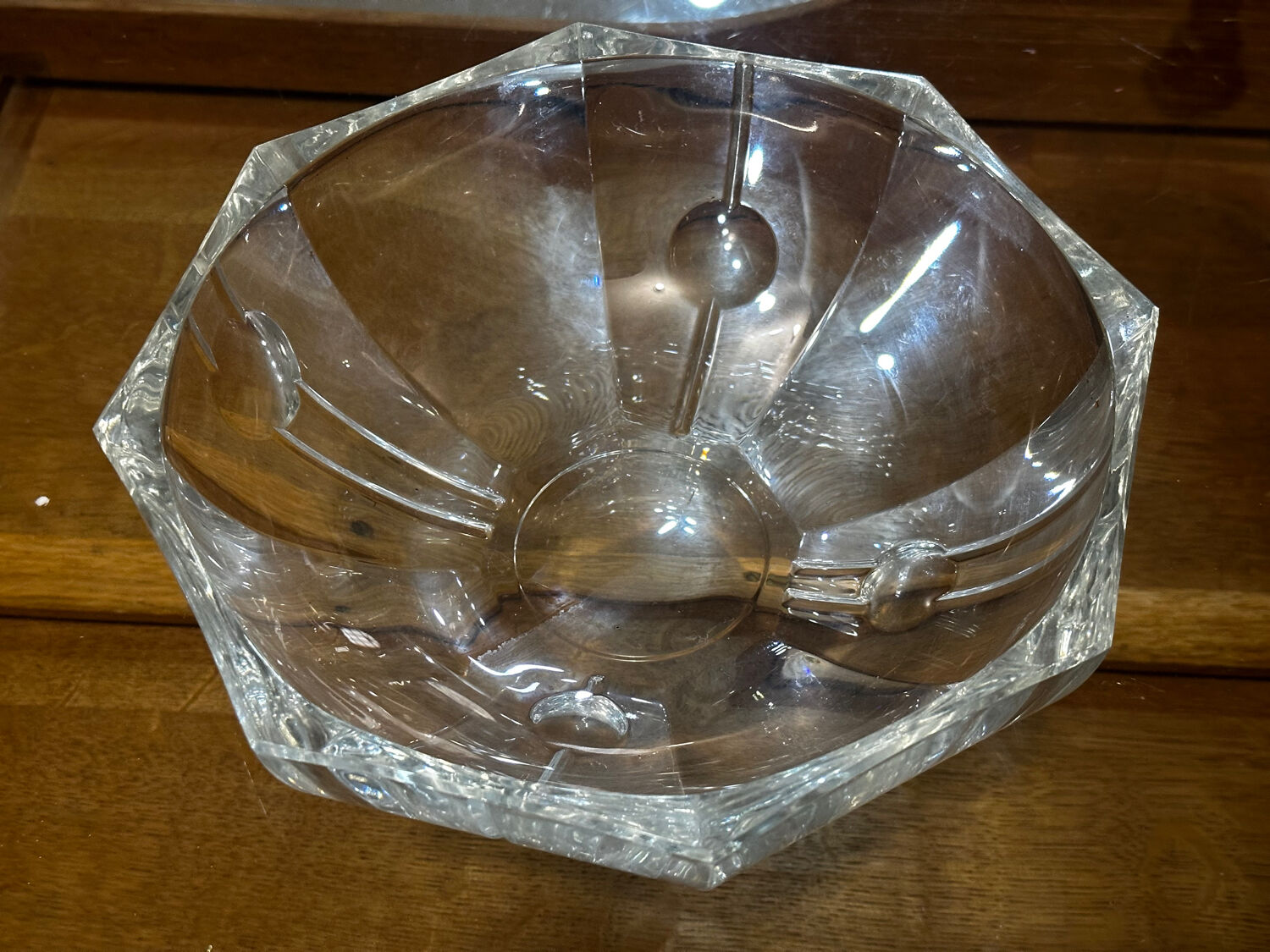 Hexagonal Crystal Bowl / Ashtray Art Deco Period