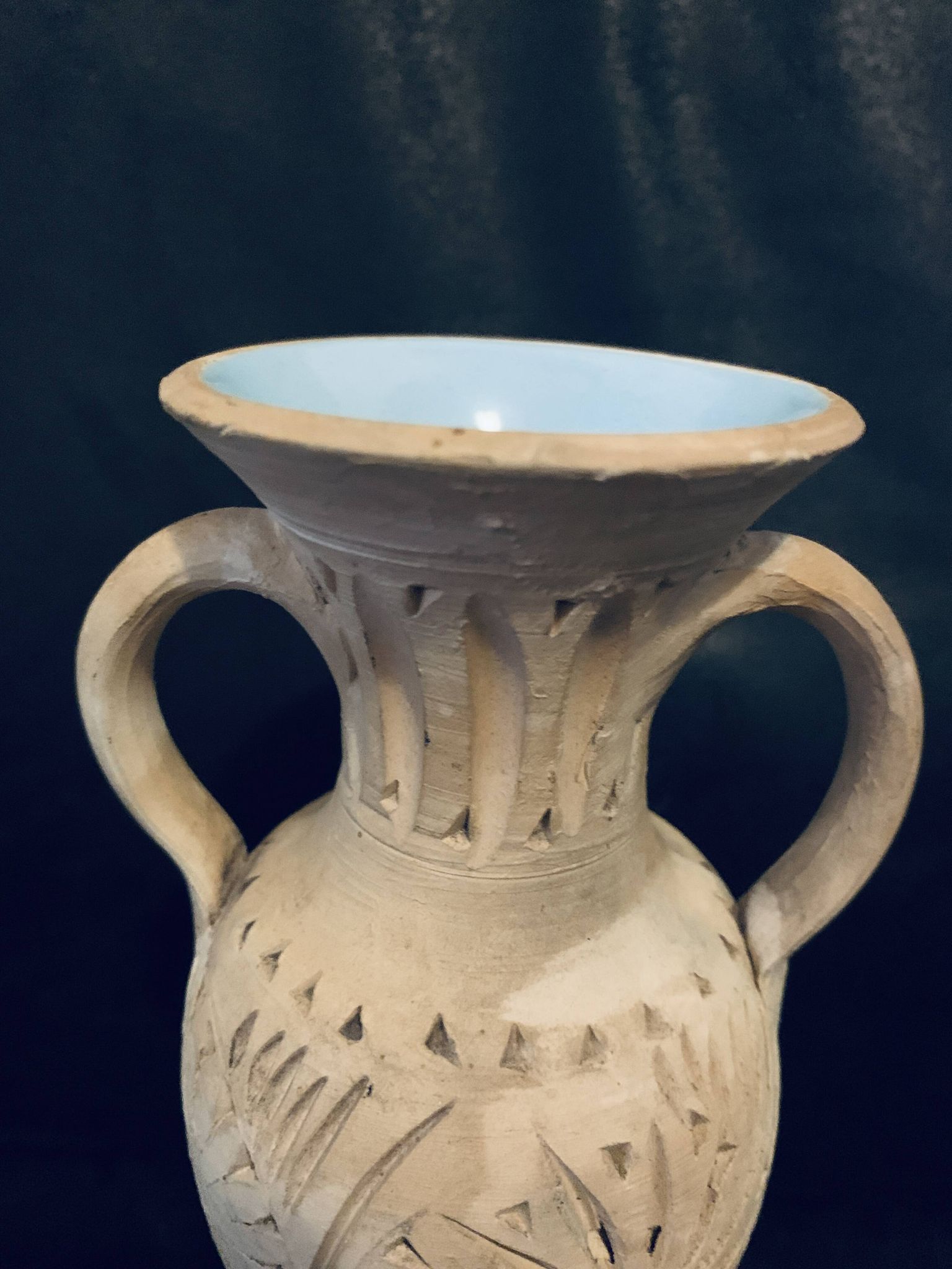 Amphora vase 20cm pottery Tunisia antique style handmade