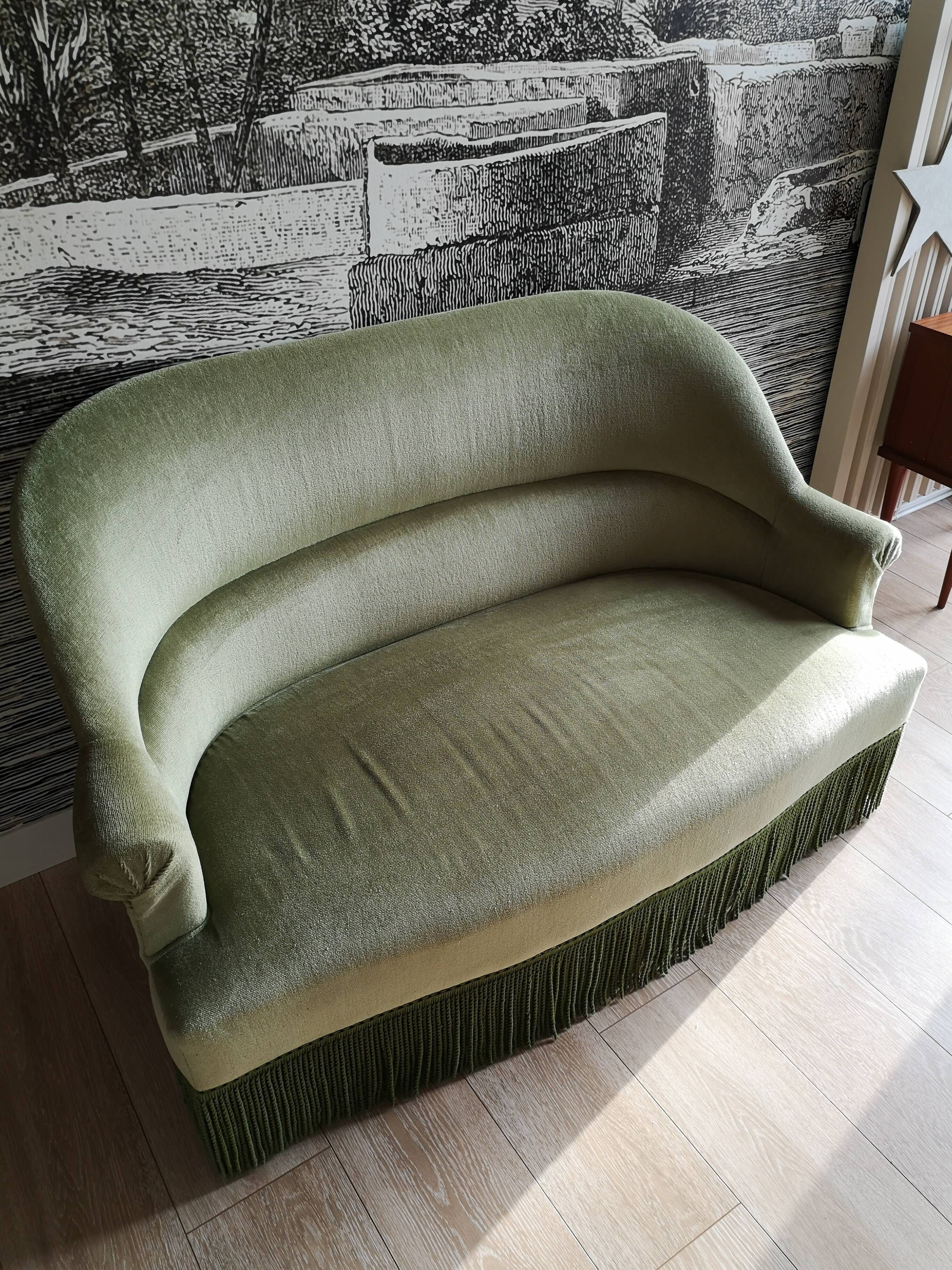 Green velvet toad sofa
