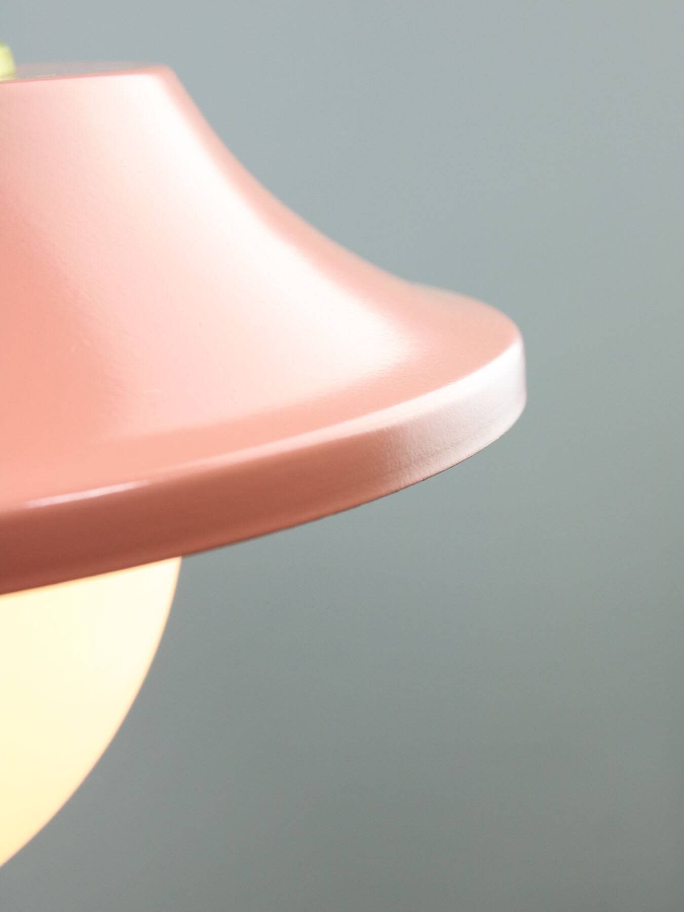 Mid-Century Italian Pink Metal and Brass Pendant Lamp