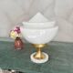 Lampe mid century avec opaline soucoupe blanche