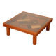 Square coffee table, handcrafted marquetry, 1985