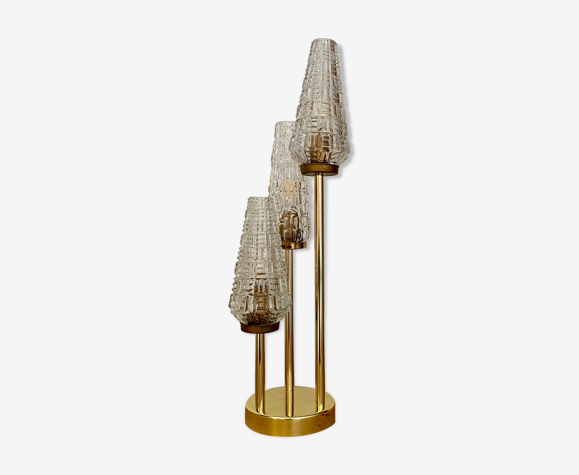 Lampe à poser troix feux globes vintage en verre