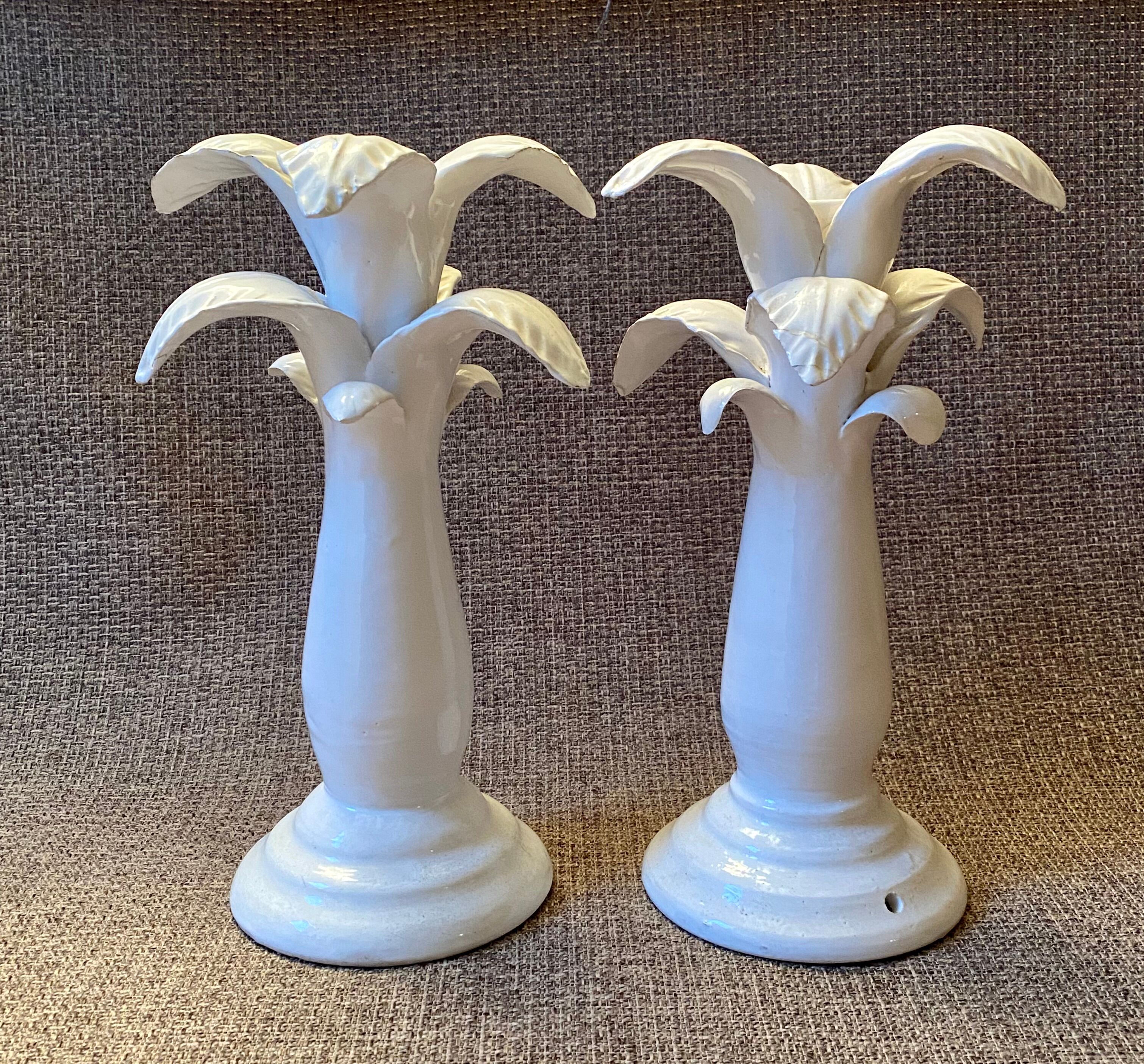 Pair of Jean Roger ceramic palm lamps