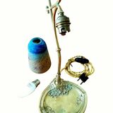Lampe, pied col de cygne bronze monogrammé hl verrerie daum ‡ nancy 1904-14