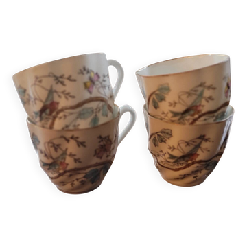 4 tasses anciennes – fin XIXᵉ, vers 1880–1900