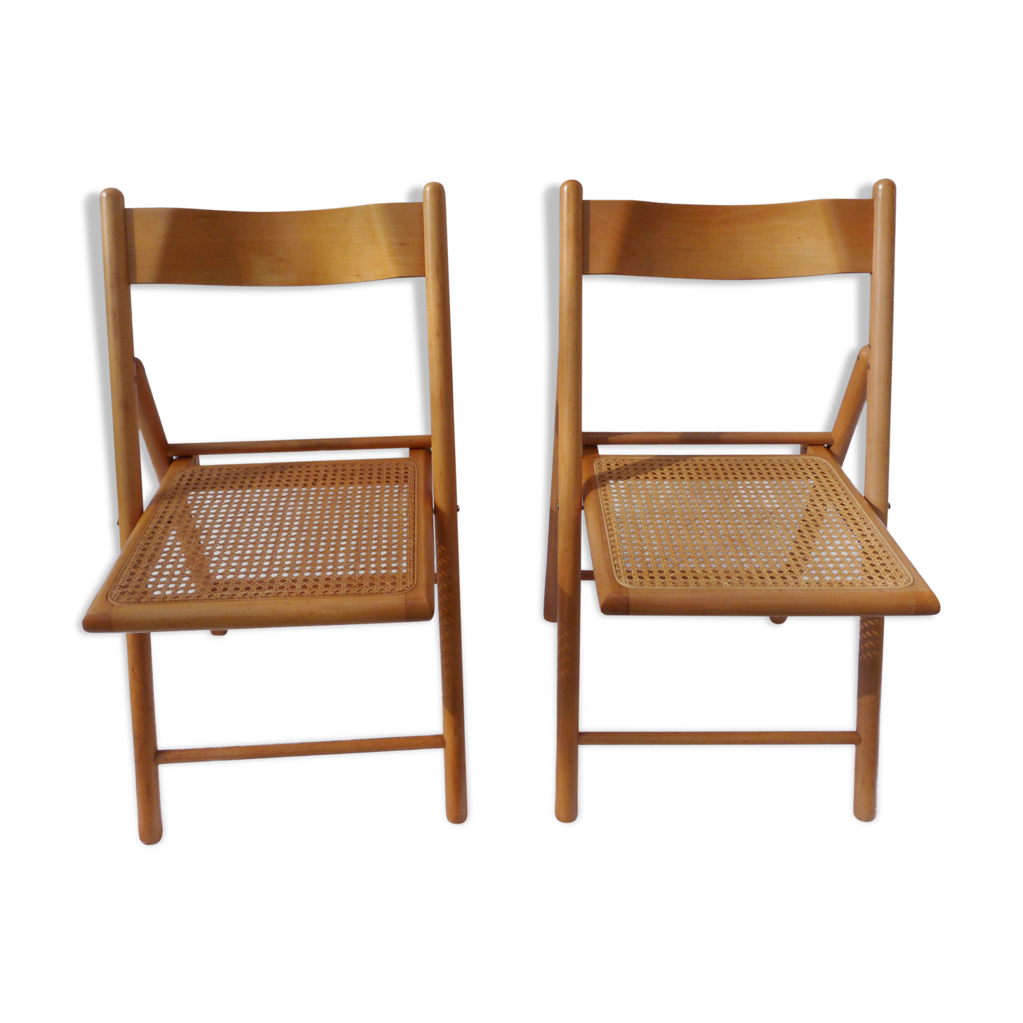 Duo of canned folding chairs