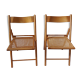 Duo of canned folding chairs