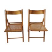 Duo of canned folding chairs