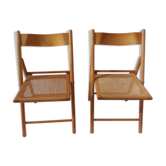 Duo of canned folding chairs