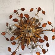 Italian ceiling lamp of Florence House Banci gilded and murano glasses design 70s