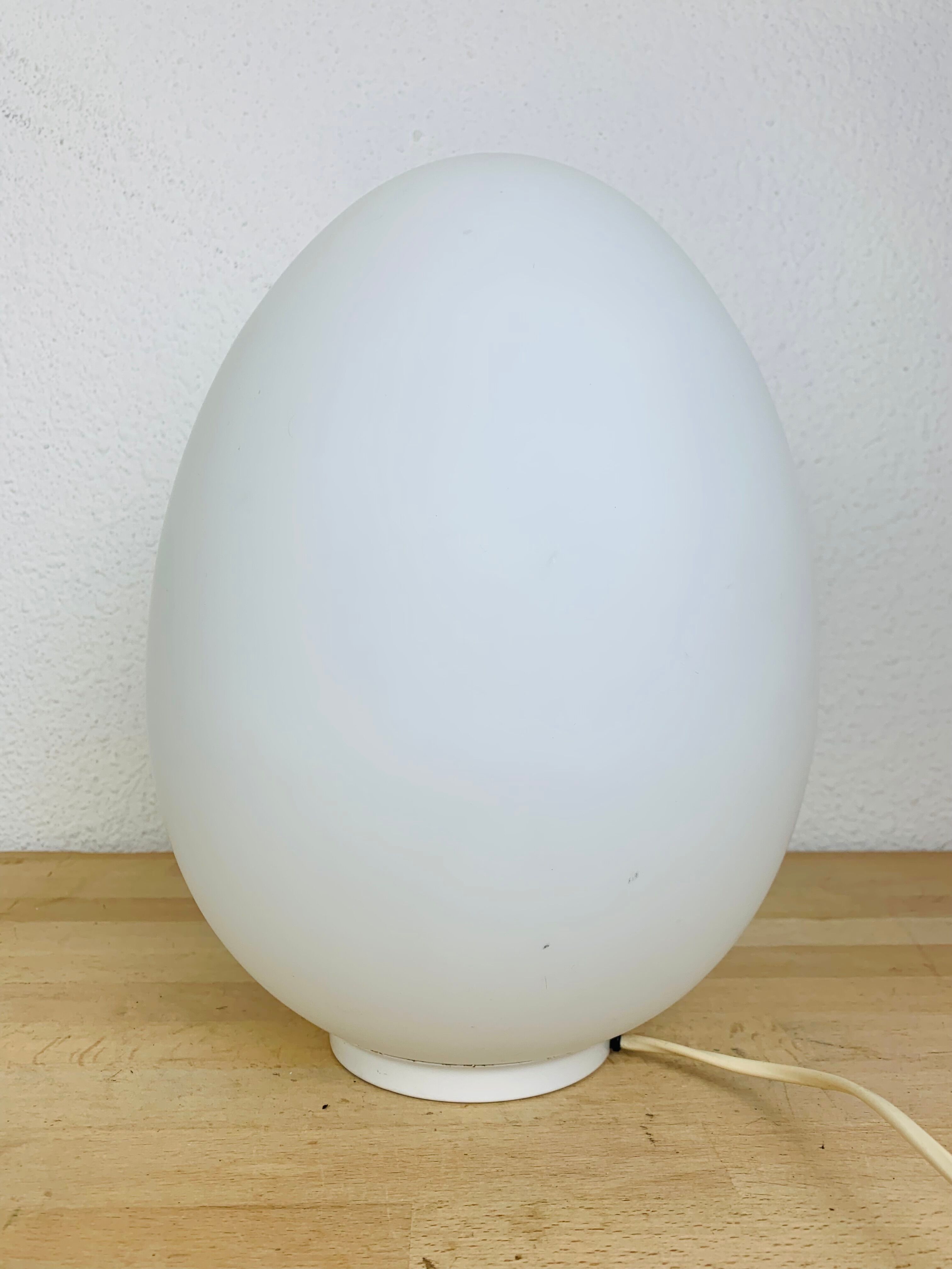 Domec egg lamp, white glass, 70s