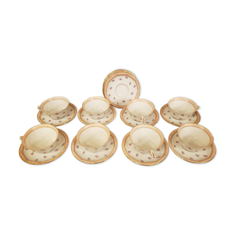 Set of 8 Limoges porcelain cups and 12 saucers