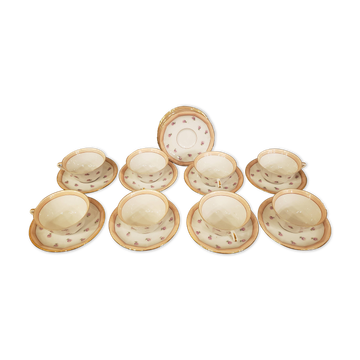 Set of 8 Limoges porcelain cups and 12 saucers