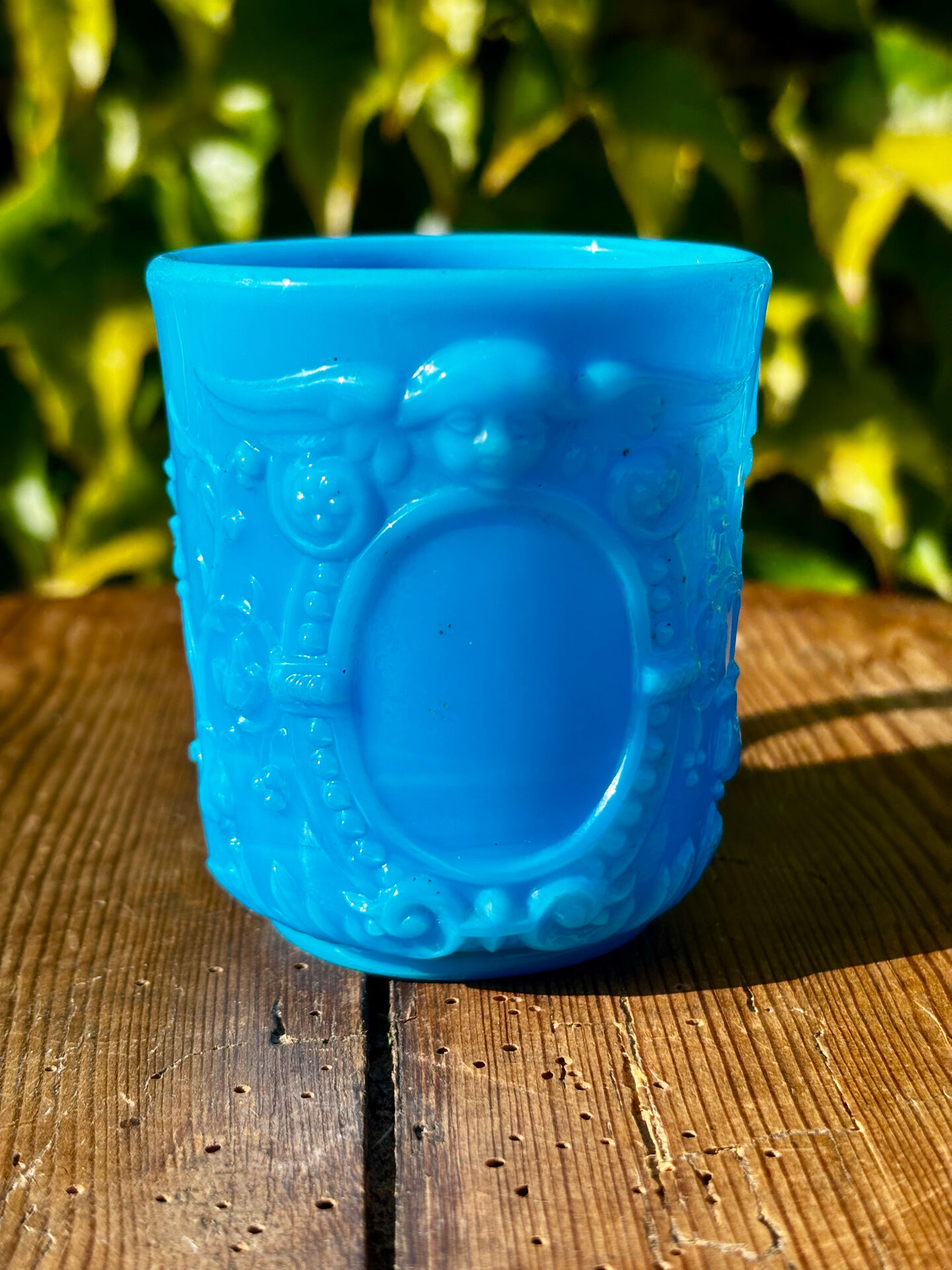 Vintage beautiful turquoise blue opaline coffee cup