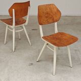 Pair of chairs ex Czechoslovakia TON Thonet White and waxed wood