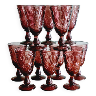 Set of 12 amethyst La Rochère glasses from Lyon