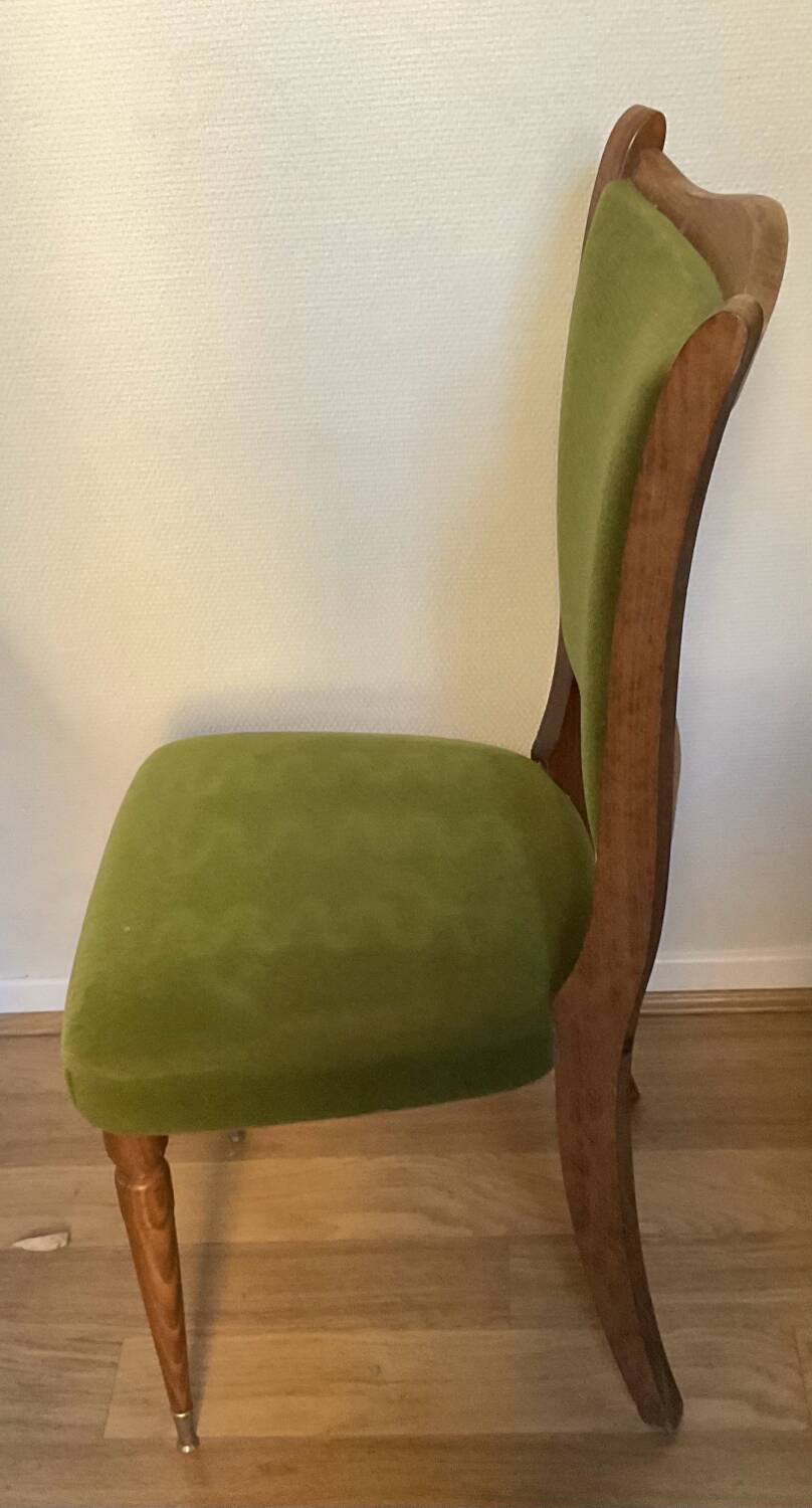 Vintage green velvet chair