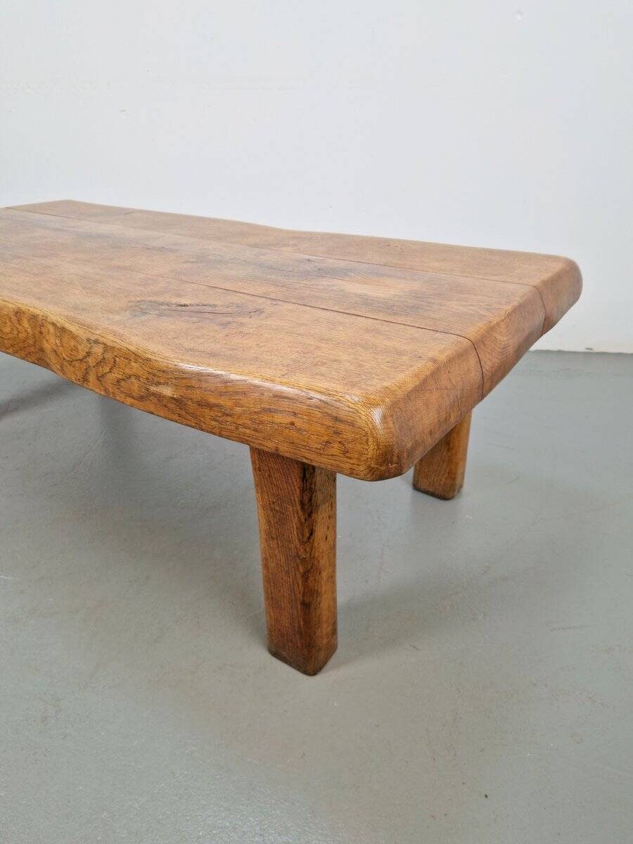 Mid-Century Brutalist Coffee Table in Oak, Spain, 1960s