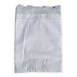 MC embroidered pillowcase with flower detailing and crocheted edge
