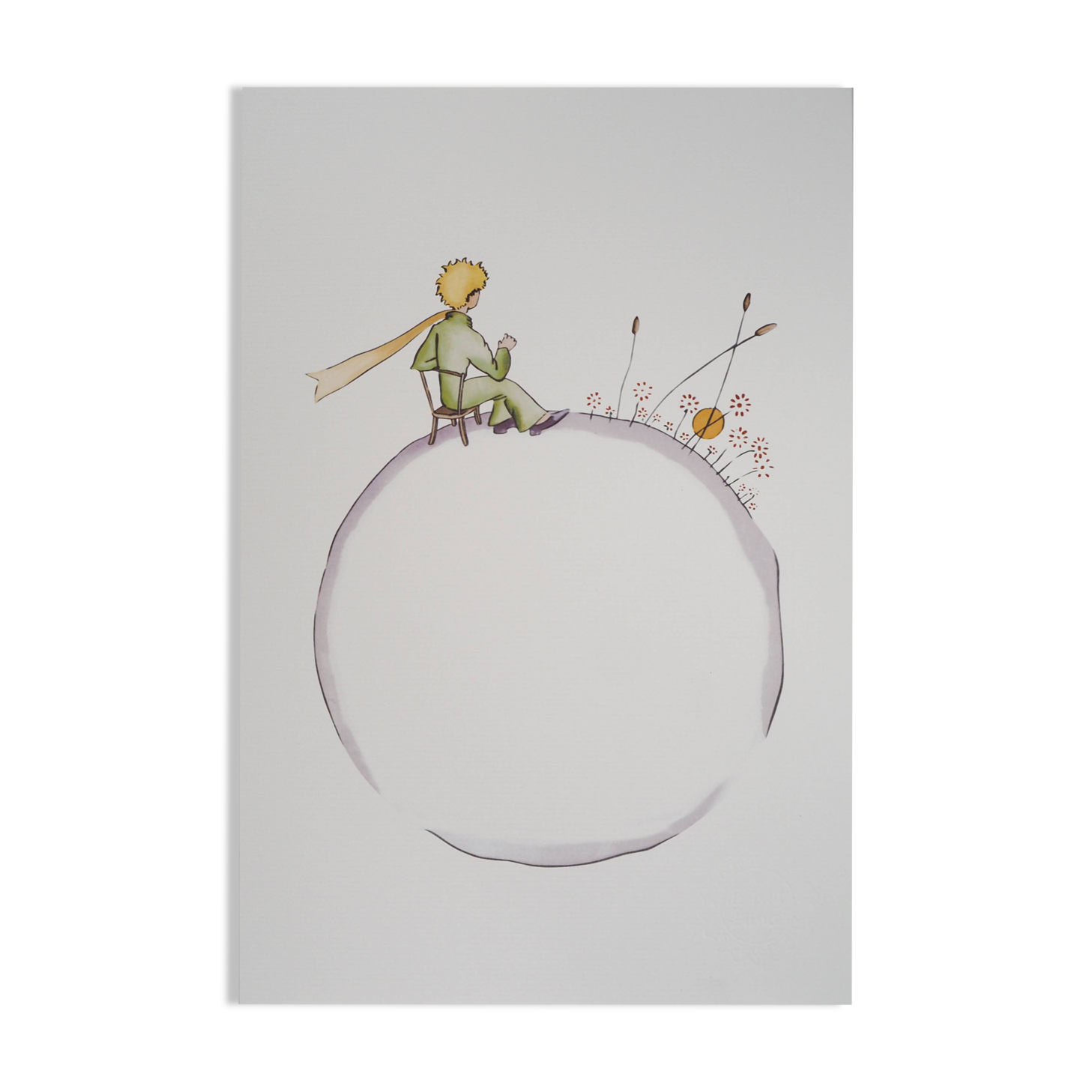 Antoine de Saint-Exupéry: The Little Prince watches the sunset, lithograph.