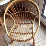 Child's shell chair in rattan / vintage 60s-70s