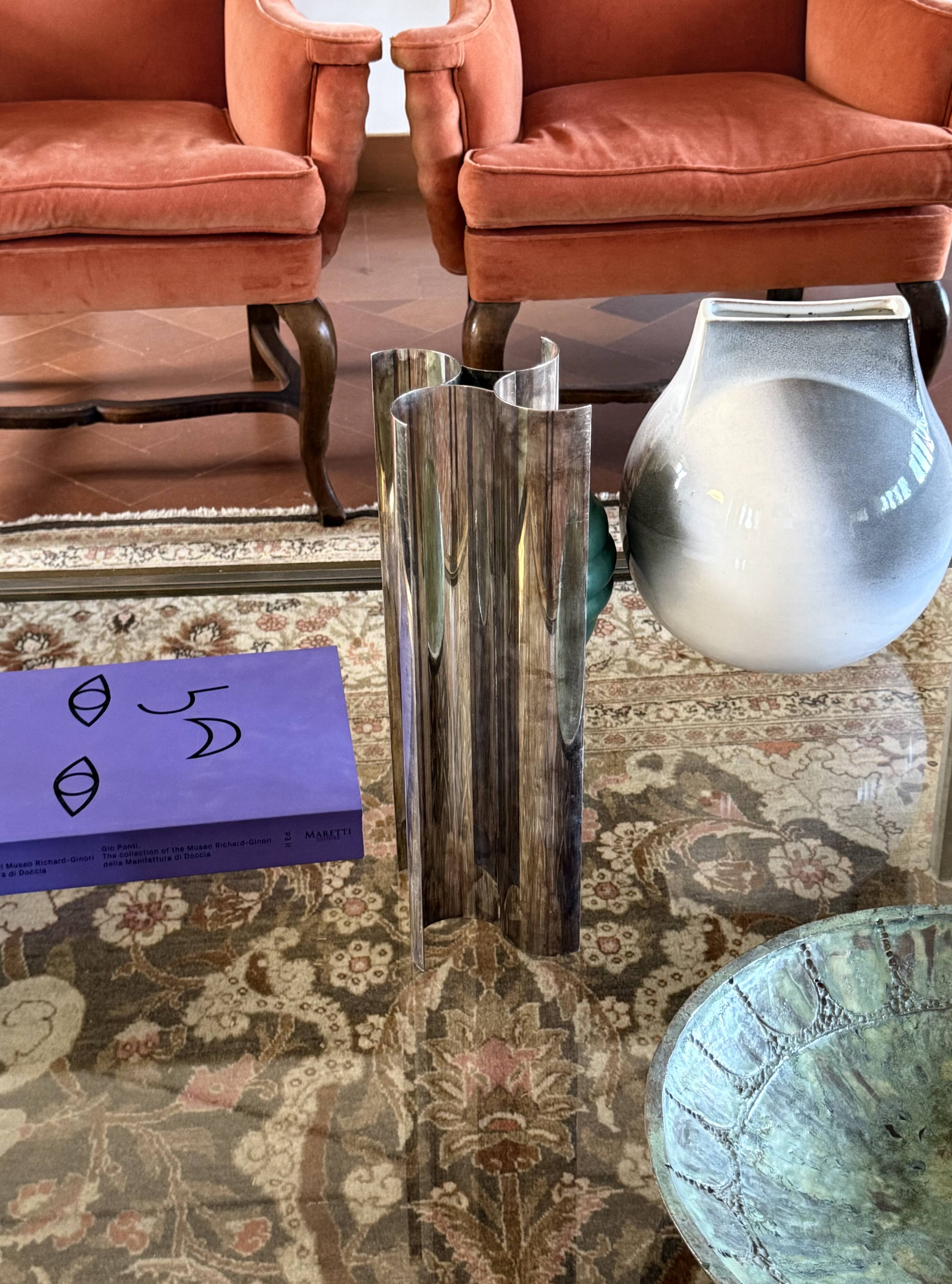 Christian Dior, Silver-plated solifleur sculptural vase, Dior France 1980s