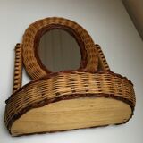 Table mirror in rattan 29 x 20 cm