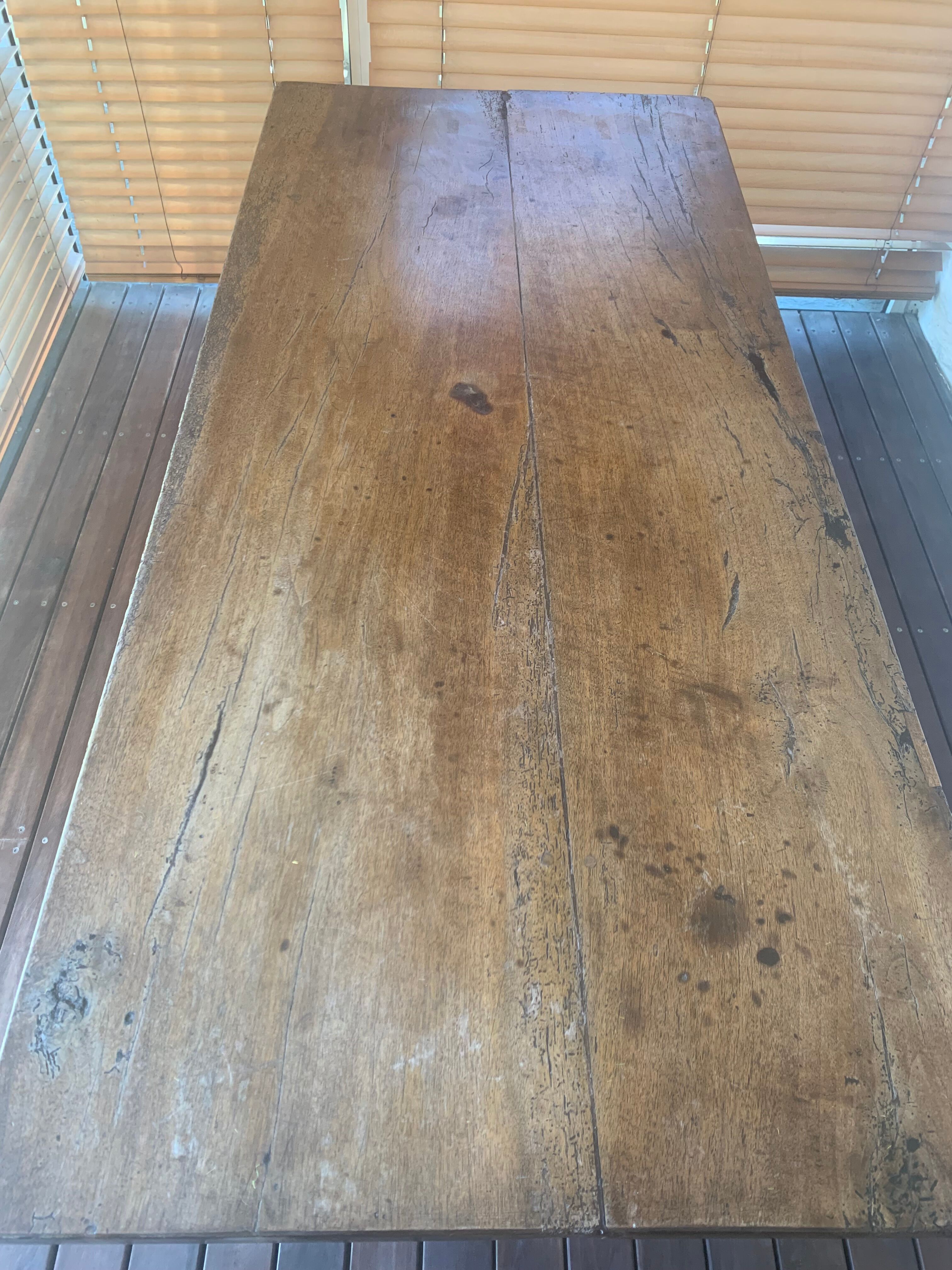 Large antique farmhouse table in solid wood – country/monastery spirit