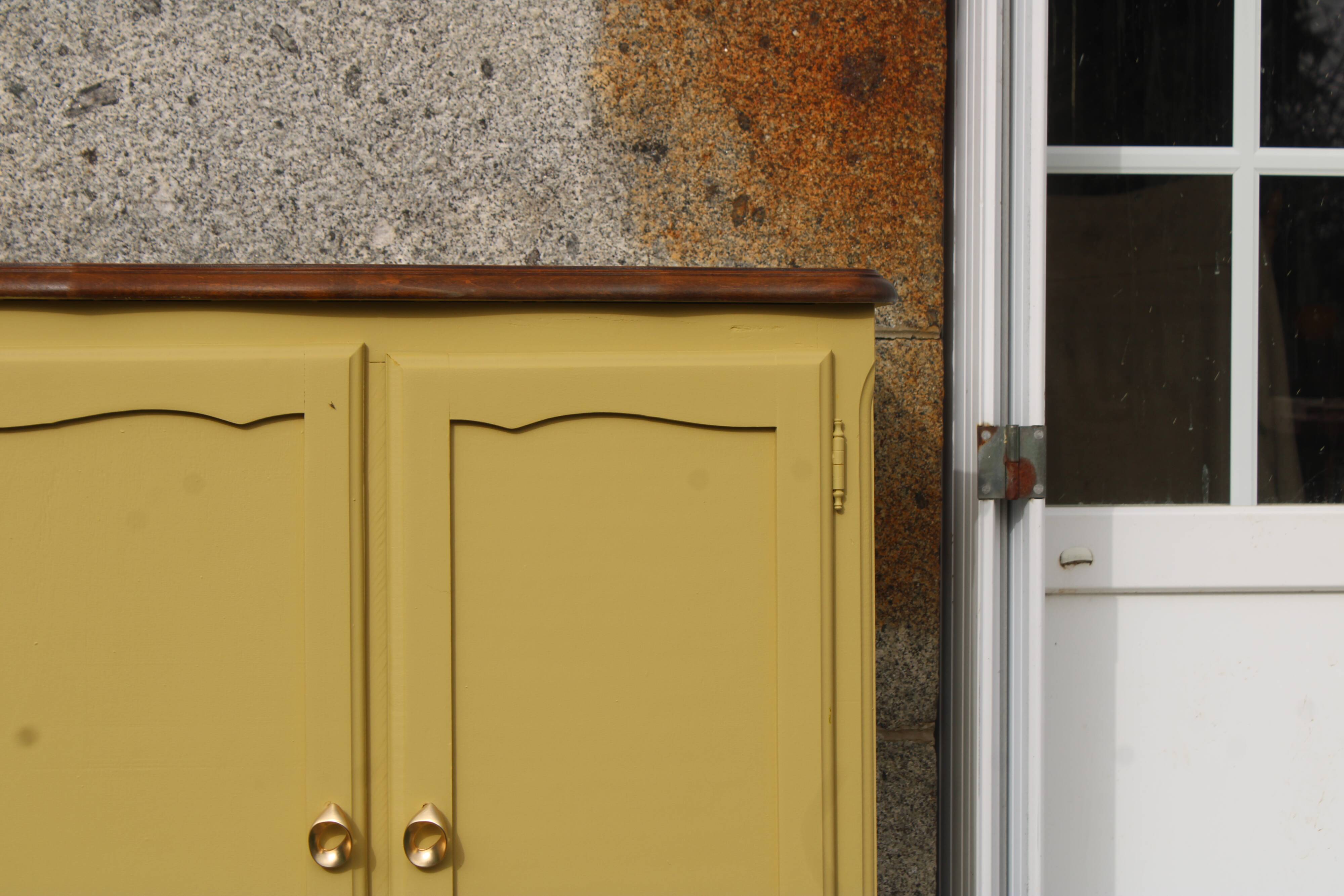 Renovated antique buffet – bright yellow