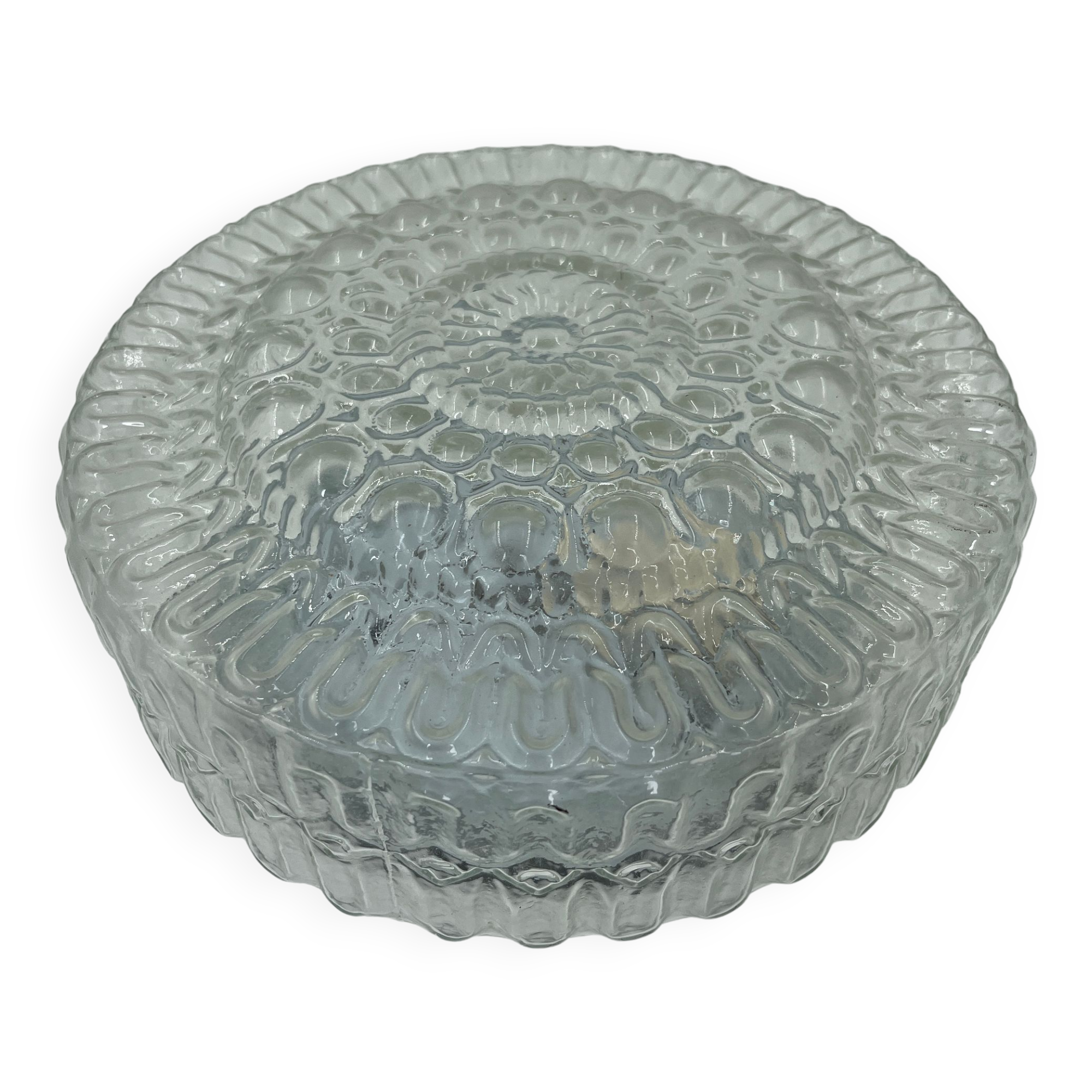 Cast glass ceiling lamp with relief