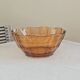 Vintage amber glass fruit bowl with geometric patterns - Art Deco style