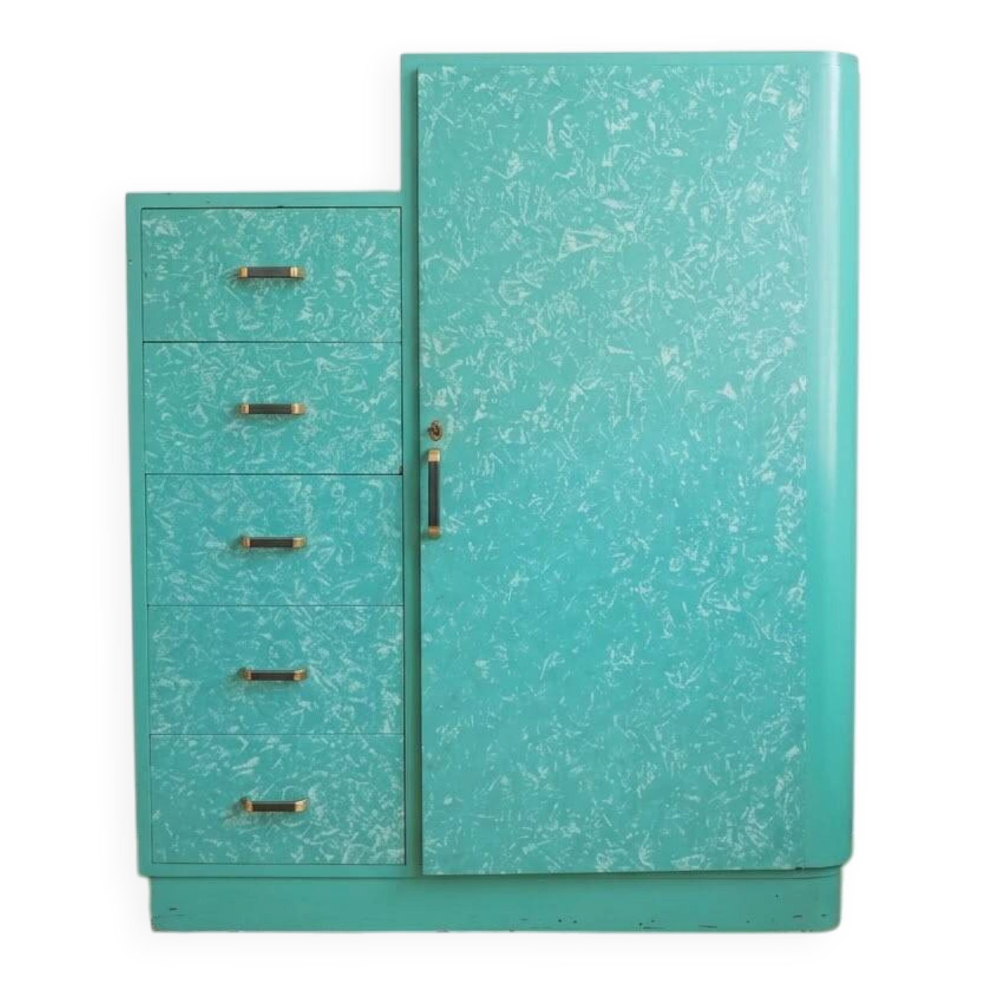 Armoire vintage années 50 en bois vert
