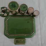 6-piece smoking service of enamelled earthenware