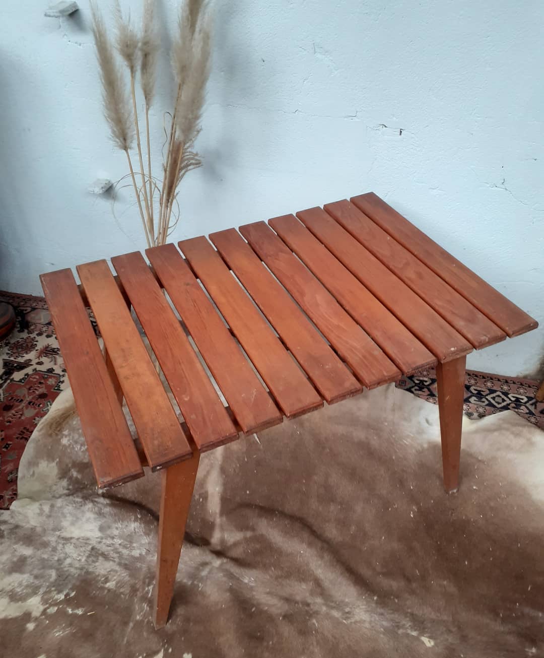Table terrasse annees 50 a lattes vintage
