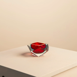 Red "Diamond" pocket trays in murano glass by Flavio Poli for Seguso 60's