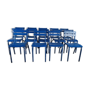 14 chaises bistrot métal bleu