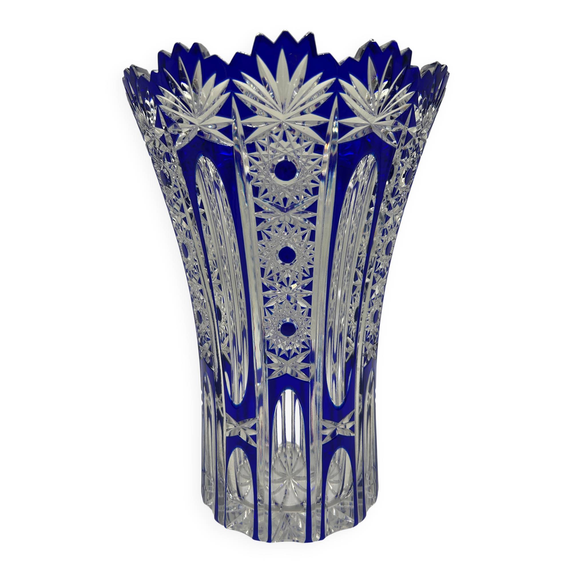 Superb richly cut Bohemian crystal vase