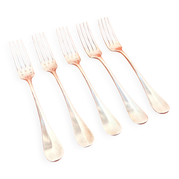 5 Fourchettes de table Orfèvre Christofle Collection Fidelio baguette