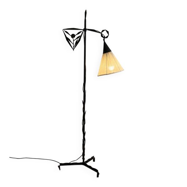 Lampe de sol en fer forgé Arts & Crafts de l'École d'Amsterdam