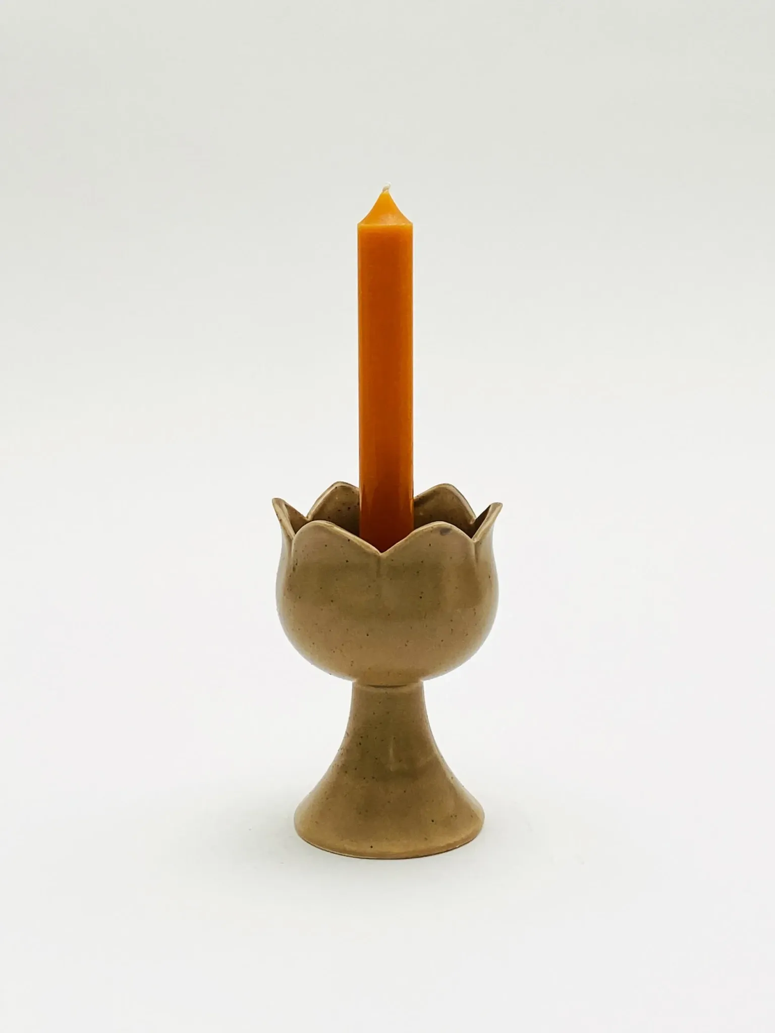 Bougeoir tulipe en grès