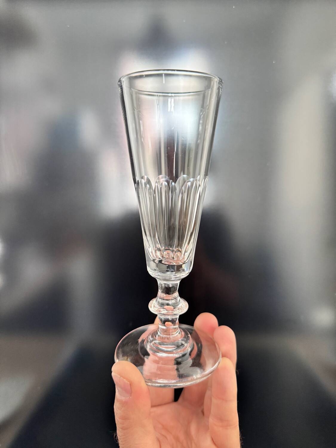 Set of 7 Baccarat crystal champagne flutes