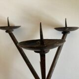 Brutalist beaten-iron campaign candlestick 1970