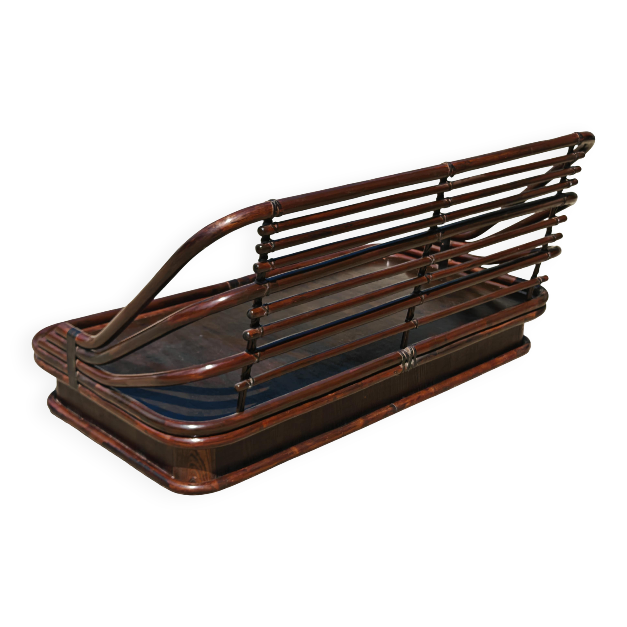 Canapé Mid Century Modern en bambou et cuir par Vivai del Sud