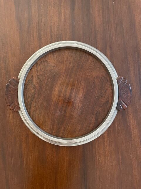 Plateau Art deo wood and silver metal