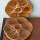 Set of 3 vintage brown Sarreguemines majolica oyster plates.