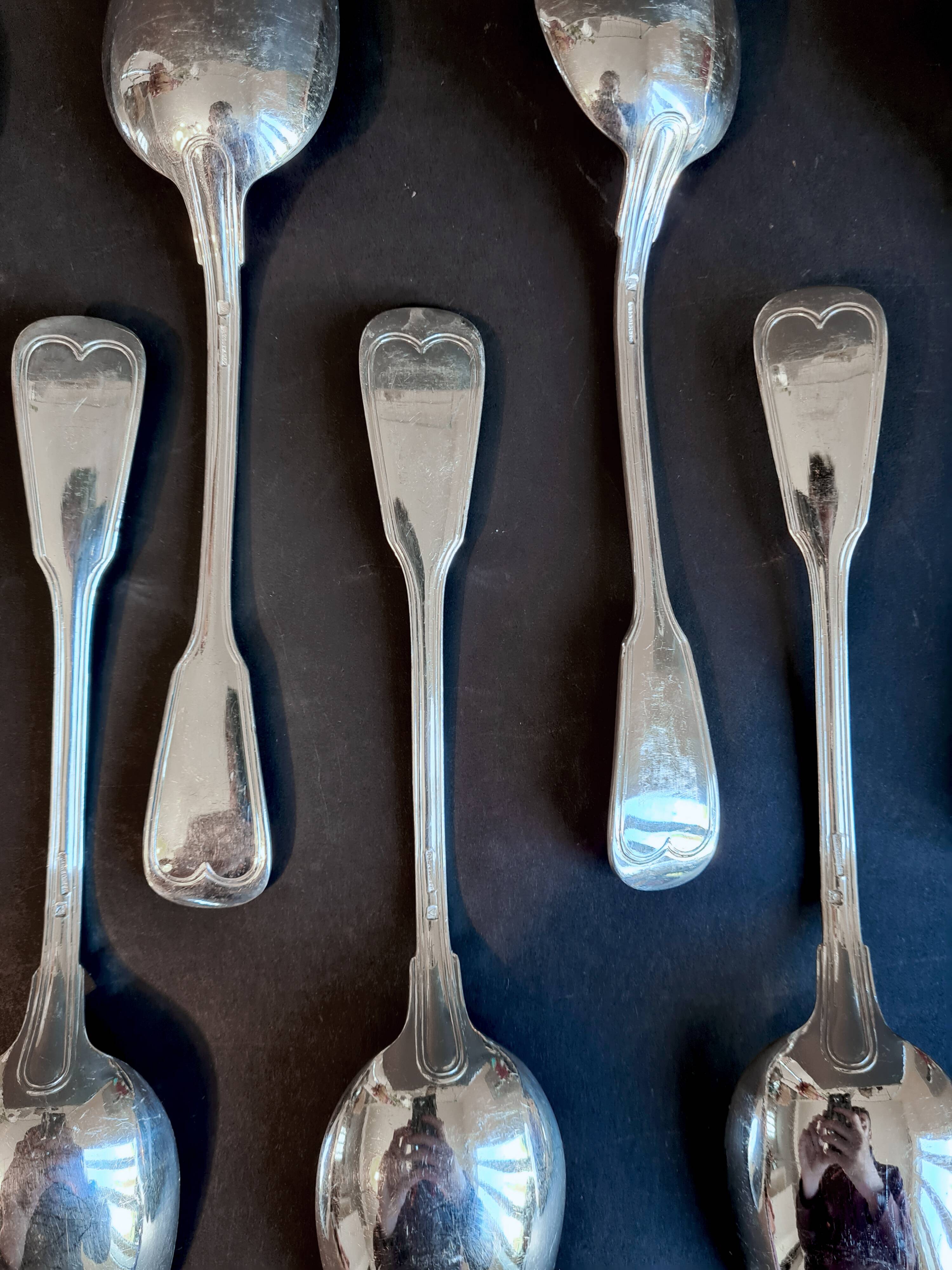 24-piece silver-plated metal cutlery set "Deettjean 190" and their box - Filet de Coeur model - Ref 11